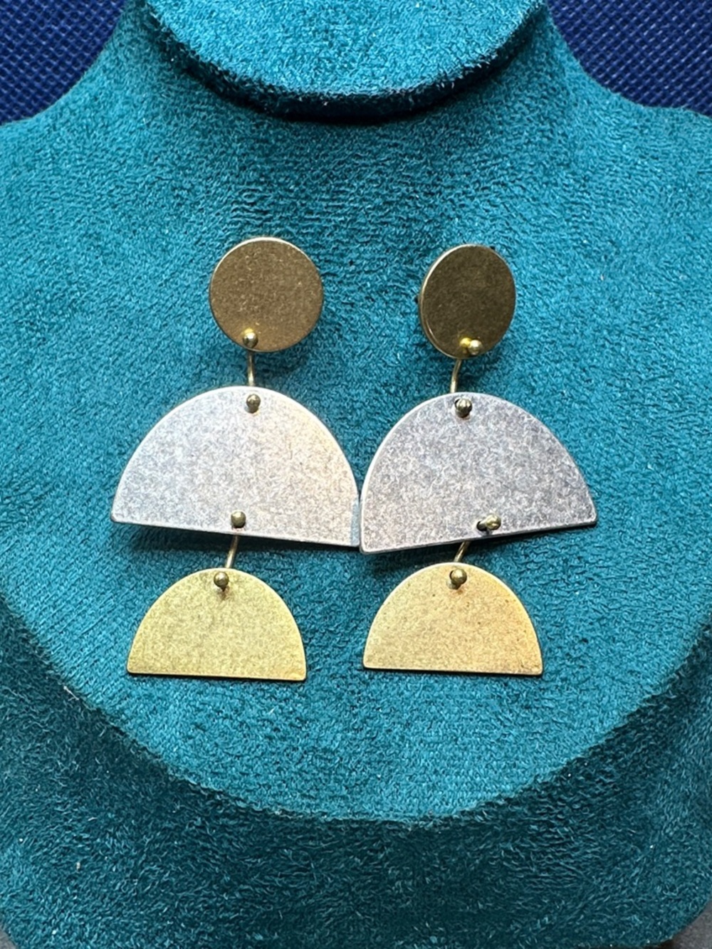Madewell Brass and Sterling Post Geometric Modernist Earrings - Picture 3 of 7